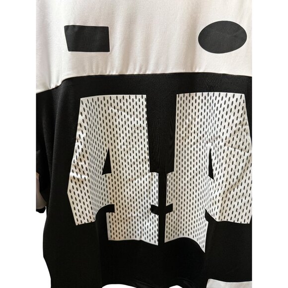 BoohooMAN White & Black Long Sleeve Graphic Mesh Oversized Shirt - Size M - Picture 4 of 8